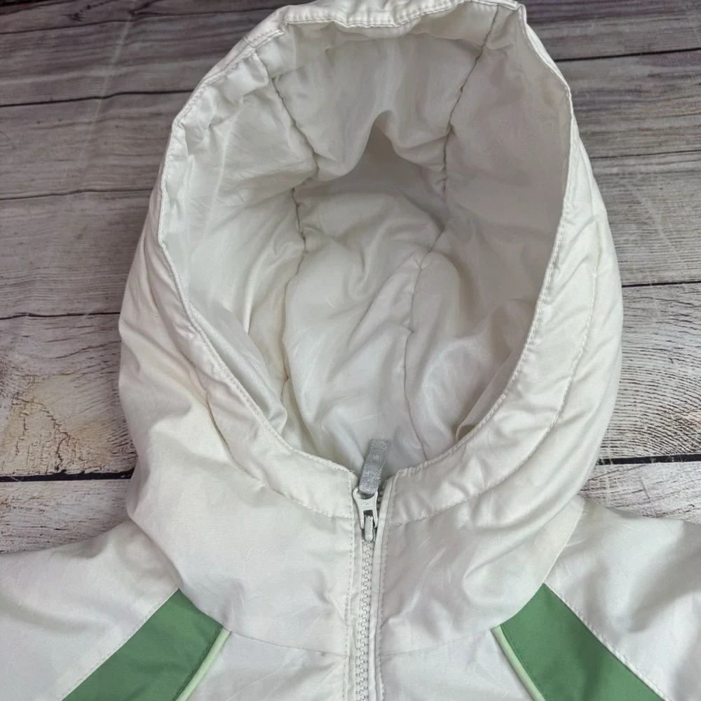 Columbia Youth 18/20 Hooded Winter‎ Coat Jacket White Green Fleece Lined READ
